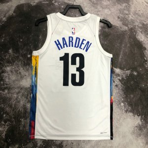 Maillot de Basket #13 Harden Brooklyn Nets 2022-23 city Blanc Imprimé